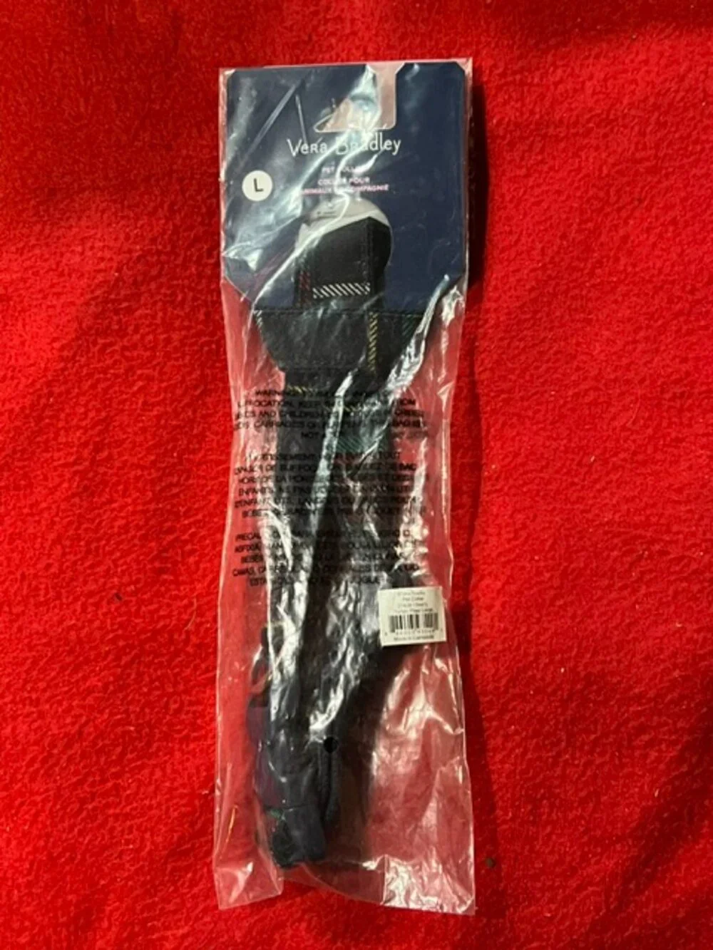 Vera Bradley Tartan Plaid Blue Size LARGE Pet Dog Collar - NEW